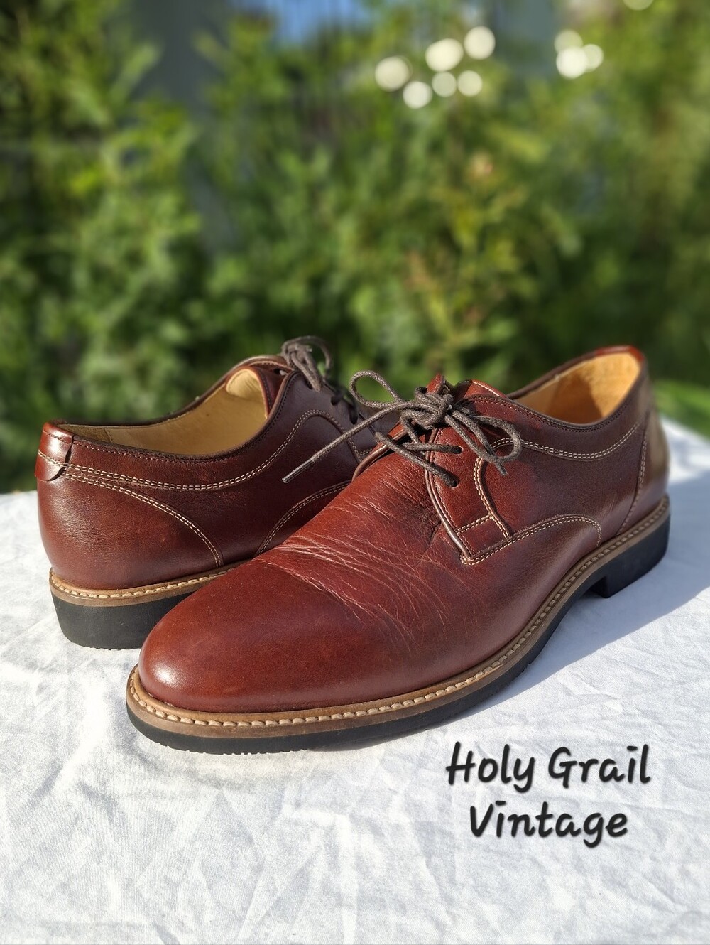 Johnston & Murphy Men's Barlow Plain Toe Derby Style Brown Leather Oxfords 9.5